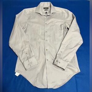 ck Calvin Klein Slim Fit Non-Iron Dress Shirt Light Gray 100% Cotton